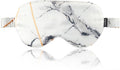 THXSILK Sleep Mask 100% 19 Momme Pure Mulberry Silk Super Smooth Cooling Decorative Sleep Eye Mask Blackout Eye Cover with Wide Head Strap, Marble-White