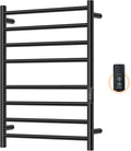 Towel Warmers for Bathroom, Electric Heated Towel Rack Wall Mounted, Hot Storage Rack with Built-in Timer, Stainless Steel, 8 Bars, Plug-in, Fast Heating, Black