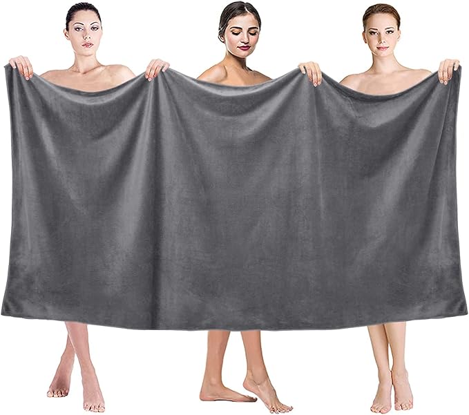 JML Bath Sheet Towels Set of 2, Extra Large Microfiber Towel for Adult, 40" x 80",Oversized, Soft Super Absorbent Fast Drying, Perfect for Shower, Sauna, Gym, Beach, Sport, Fitness, Yoga, Grey