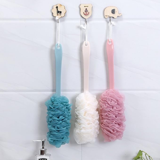 Back Scrubber for Shower,Loofah Long Handle Bath Body Brush,Soft Nylon Mesh Sponge for Shower,Loofah On a Stick for Men Women,Exfoliating Scrub Cleaning Luffa for Elderly(2-Pack,Blue)