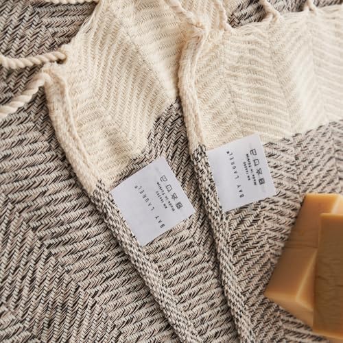 BAY LAUREL Turkish Hand Towel – Pack of 2 | Soft & Absorbent Decorative Towels for Bathroom, Hand, Face, Hair, Gym, Yoga, SPA, Kitchen & Tea | Boho Decor (Beige, Herringbone 15x26 Inches (Set of 2) - Image 2