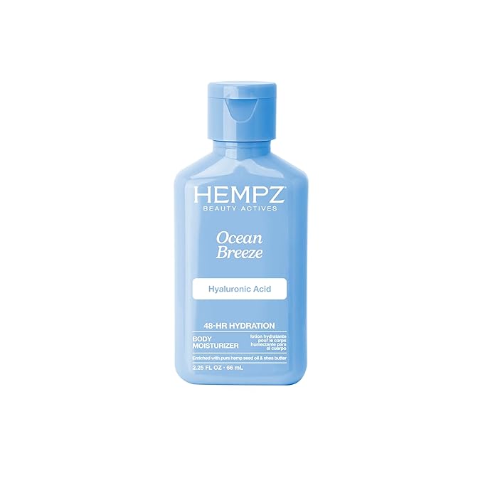 Hempz Body Lotion - Ocean Breeze Limited Edition Mini Daily Moisturizing Cream, Shea Butter, Aloe Body Moisturizer - Skin Care Products, All Natural Hemp Seed Oil - Travel Size 2.25 Fl Oz