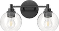 VONLUCE Bathroom Light Fixtures, 2-Light Bathroom Vanity Light with Globe Glass Shades E26 Sockets, Vanity Lights for Bedroom Hallway Living Room, Black Finish