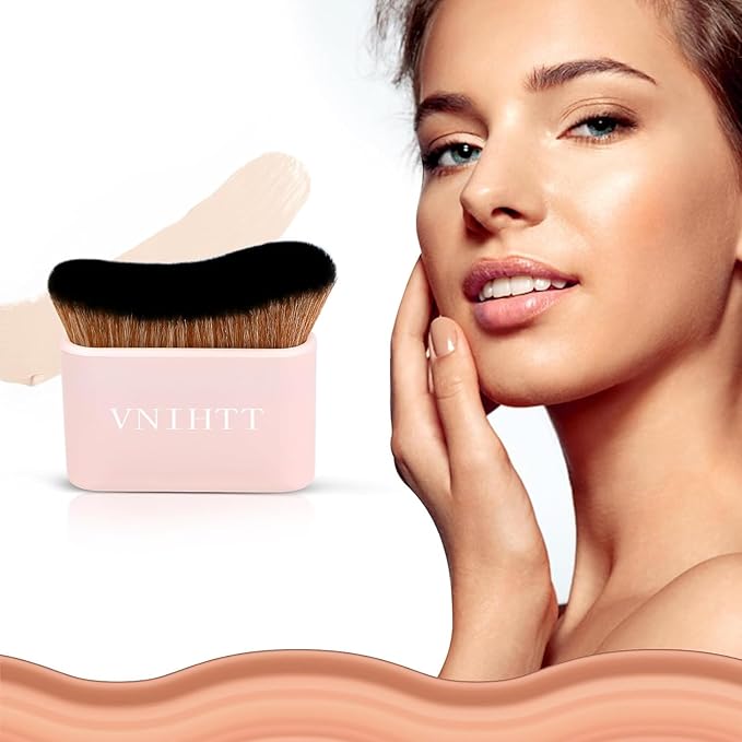 Self Tanner Brush for Face & Body - Kabuki Applicator for Self Tanning,Fake Tan,Sunscreen, Makeup - Bronzer & Blending Brush for Spray Tan & Body Foundation(with Box)