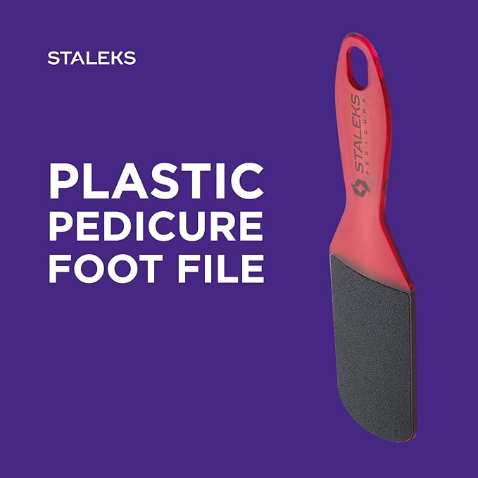STALEKS PRO Expert 10 Type 2 Plastic Foot File (80/120 Grit) – Ergonomic Double-Sided Pedicure Tool for Corns & Medium Roughness Skin