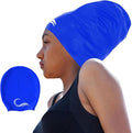 Interlaken Silicone Swim Cap (Check Size Before Buying) - Waterproof Black, Red & Blue Swim Cap