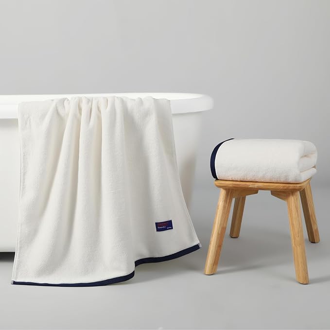 REDKISS 100% Cotton 2 Pack Luxury Bath Towels 27 x 54 Inches, Oversized Bath Towel Set, 600 GSM Ultra Soft Highly Absorbent Quick Drying Towels for Bathroom, Gym, Spa, Hotel, White