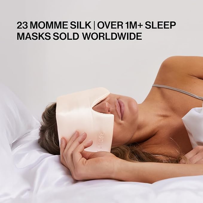 Dore & Rose Deep Sleep Mask for Women and Men - 23 Momme Mulberry Silk Eye Mask for Sleeping and Travel, 100% Blackout, Adjustable Strap, Cooling Soft Black Silk Eyemask Award-Winning Luxury