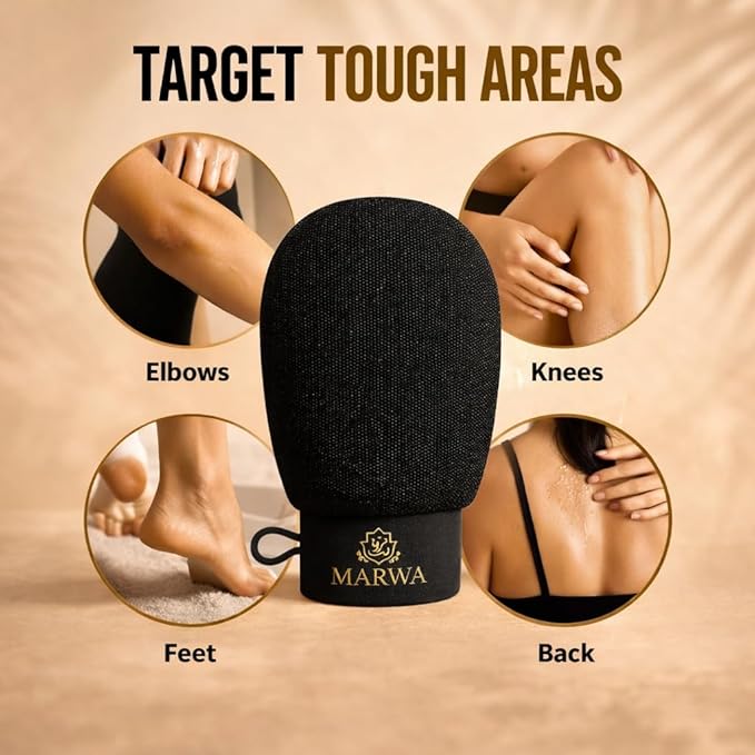 Moroccan Kessa Exfoliating Glove Rough – Deep Hammam Body Scrub Mitt by Dar Marwa – Dead Skin & Callus Remover – Heavy Duty – Made in Morocco