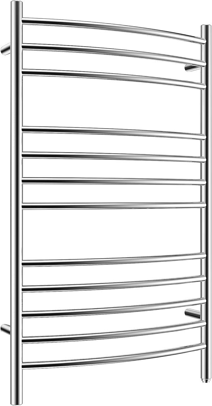 HEATGENE Towel Warmer Wall Mount Electric Plug-in/Hardwired Heated Towel Rack, 4-Supports Mirror Polish