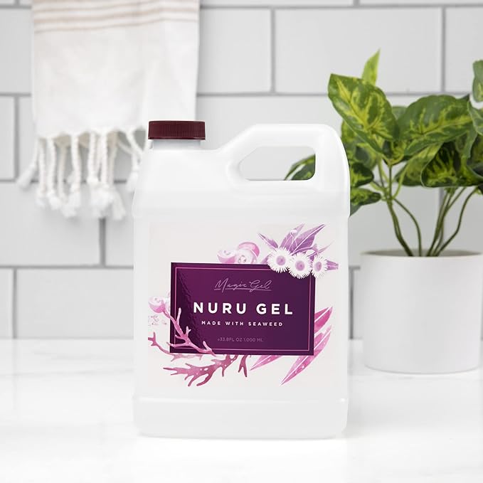 Magic Gel Nuru Massage Therapy Gel | Naturally Stain, Flavor and Fragrance Free | Ideal for Massage, Sore Muscles, Dry Skin | 33.8 Oz