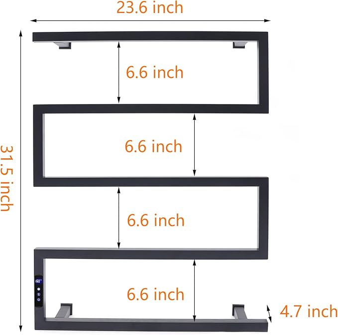 Towel Warmer Rack for Bathroom with Timer/Fahrenheit Temperature Control Wall Mounted Electric Heated 5 Bar Rail Plug-in or Hardwired Keep Bath Shower Towel Warming (Matte Black)