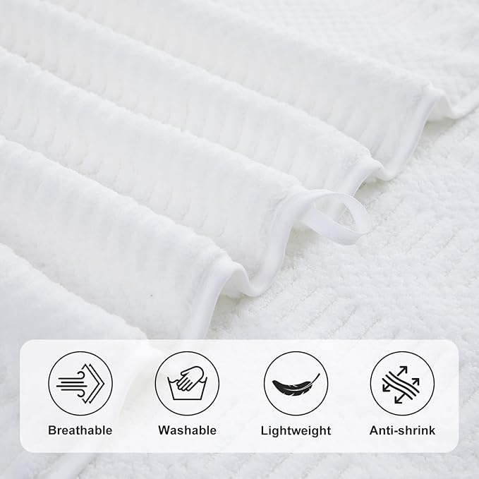 8 Piece Bath Towel Set-2 Oversized Bath Sheets(35"x70"),2 Hand Towels,4 Washcloths-Extra Large Microfiber Towel Sets,Less Lint Highly Absorbent & Quick Dry Bath Towels for Bathroom Gym Pool,White