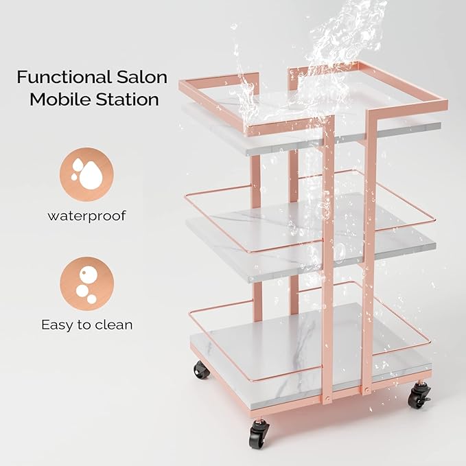 Esthetician Cart with Wheels Utility Salon Rolling Trolley, Mobile Storage Organizer for Beauty Spa Cosmetology Massage, Tattoo Manicure Facial Tool Holder Station