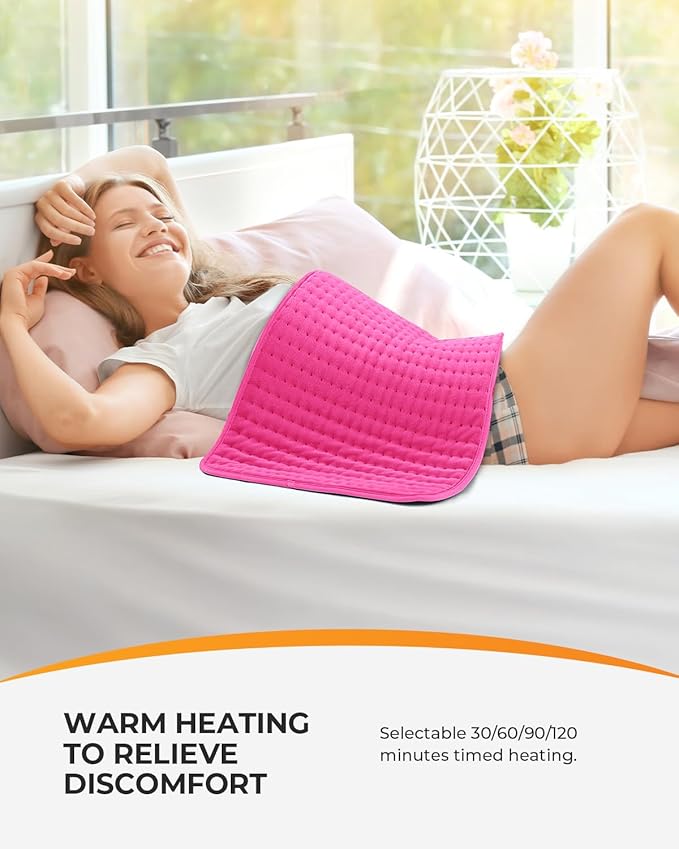 CooCoCo Pink Heating Pad for Period Cramps, 18" x 33" Large Heating Pad for Back, FSA Eligible Cute Heated Pad, 6 Heat Settings, Auto Off, Moist Heat, Heat Pad for Women Mom Wife Teens