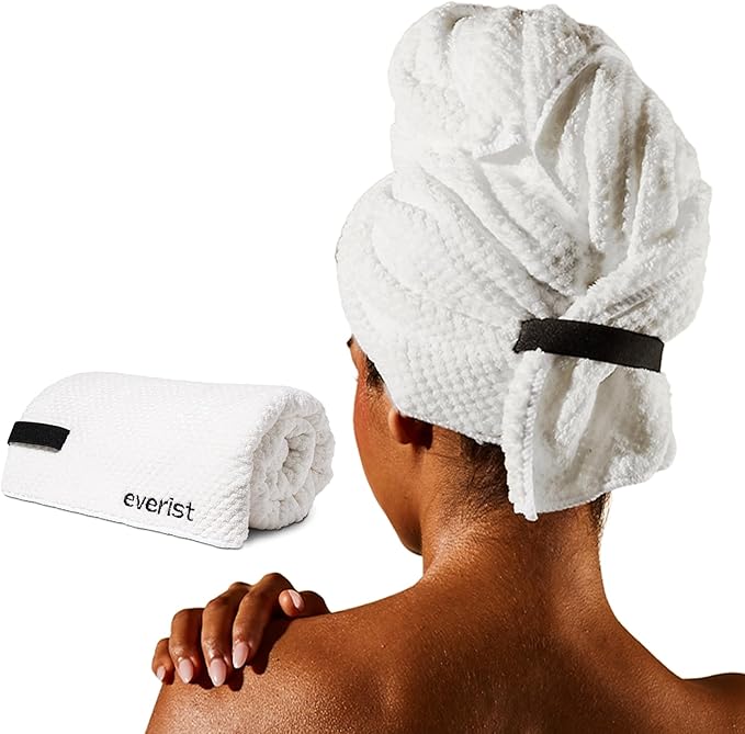 Everist The Quick-Dry Hair Towel, Microfiber, 50% Shorter Dry Time, Reduce Hair Breakage, Flexible Strap for Secure Fit, 1 Each