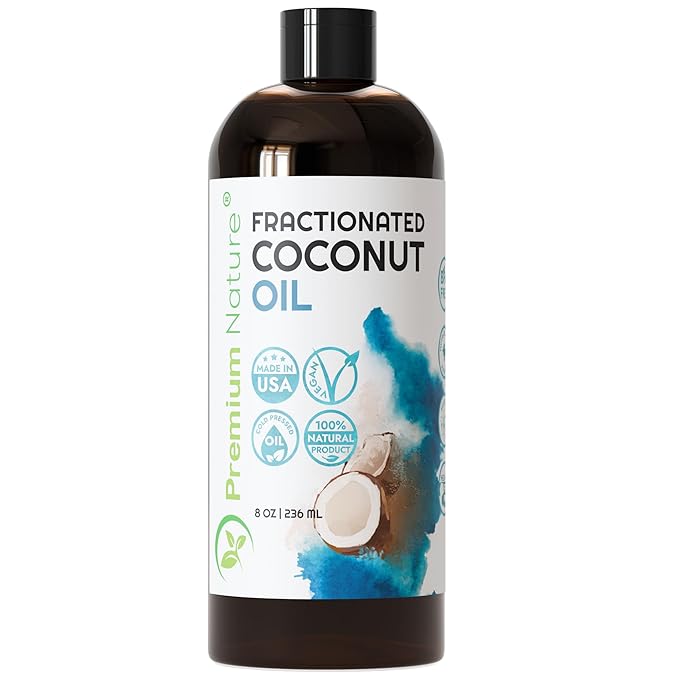 Fractionated Coconut Oil 8 oz - 100% Pure, Lightweight, Odorless and Colorless Liquid Coconut Oil for Skin, Hair, Massage, DIY Beauty and Essential Ois Mixing