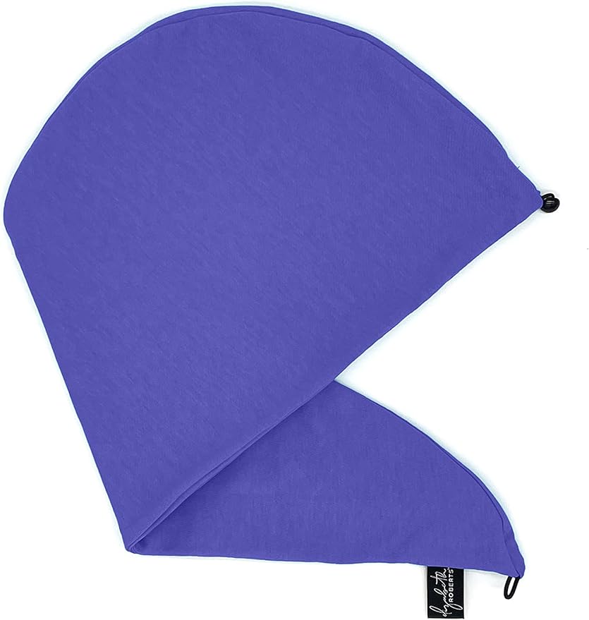 Elizabeth Roberts 100% Cotton T Shirt Hair Towel Wrap Plopping Essential Turban Style Hair Drying Towel for Women and Men All Hair Types and Styles, Very Peri