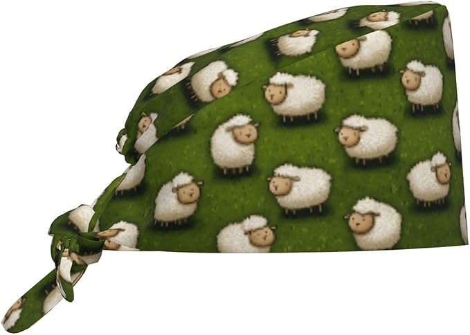 Alligator Ice Cream Working Cap, Scrub Cap with Sweatband, Adjustable Tie Back Hat Breathable Headgear for Women/Men