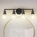 4-Light Vanity Light Fixture, Industrial Black Wall Sconce Lighting Fixture, Farmhouse Bathroom Wall Light, Vintage E26 Base Wall Lamp for Mirror Cabinet(Bulb Not Included)