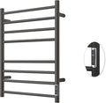 Heated Towel Racks for Bathroom, Wall Mounted Electric Towel Warmer Racks with Timer & Temperature Control, 8 Bar Stainless Steel Towel Heater for Bathroom, Matte Black, Plug-in