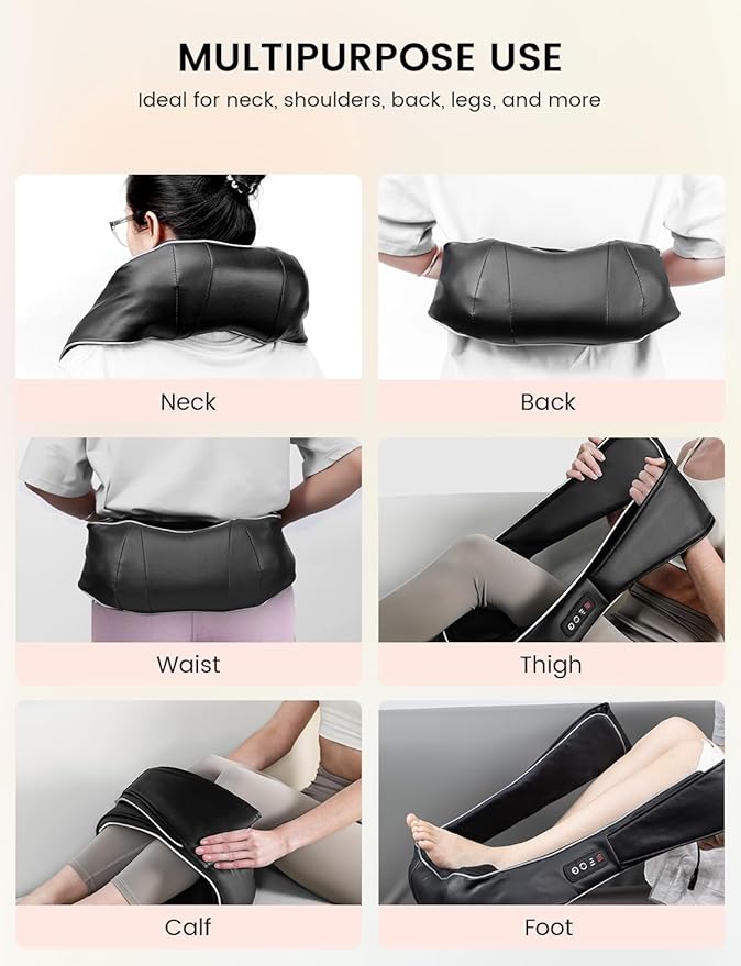 Shiatsu Neck and Back Massager with Heat, Corded Deep Tissue Shoulder Massager for Pain Relief, 3D Kneading Nodes, Eligible for FSAHSA Electric Massage Pillow for Home Office Car, Gift for Men Women