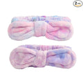 PERFECTSIGHT Kawaii Headband for Spa, Makeup, Washing Face, Party - 2 Pack Cute Bow Hair Band for Shower Beauty Skincare, Soft Facial Headbands for Girls and Women, Rainbow