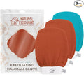 Natural Elephant Exfoliating Hammam Glove (2 Orange and 1 Teal (Pack of 3))