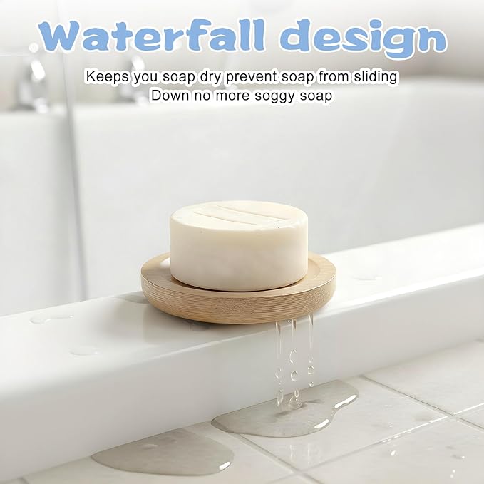 20Pcs Bamboo Soap Dishes 3 Inch Wooden Soap Tray Soaps Holder for Bathroom Shampoo Bar Holder for Shower Bamboo Round Soaps Dish Self-Draining Bar Soap Holder for Home Kitchen Travel Bath Tub