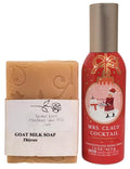 Bath and Body Mrs. Claus' Cocktail Room Perfume Room Spray 1.5 oz with Rosebud Ranch Goat Milk Soap Sample