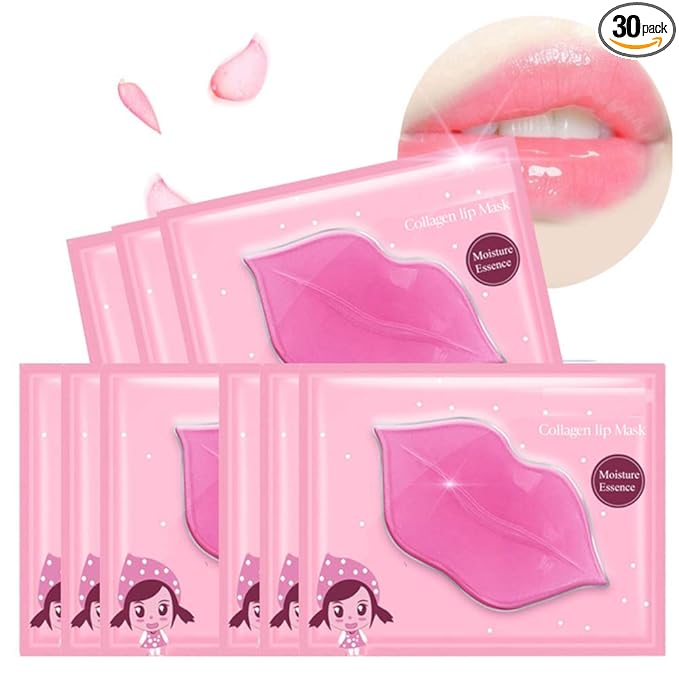 Lip Mask Patches,30PCS Collagen Crystal Pink Care Gel Pads,Moisturizing Anti-Wrinkle Anti-Aging Firm Hydrate Lips,Remove Dead Skin Fine Lines Moisture Essence Make Your Dry Lip Attractive Sexy