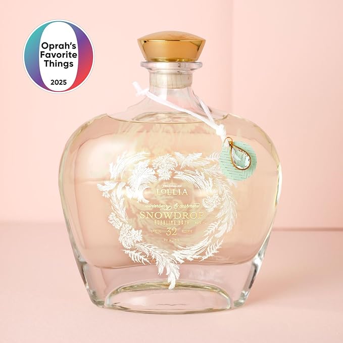 Lollia Snowdrop Bubble Bath, 22 fl oz, 650 ml, Winterberry & Cashmere Fragrance, Luxury Hydrating Women's Bubbling Bath Soap, Delicate & Relaxing Scented Skin Care