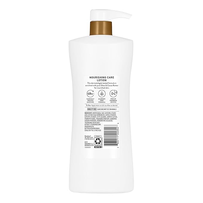 Suave Nourishing Care Hand & Body Lotion with Shea Butter for Women, Deep Moisture for Dry Skin, Fast Absorbing, Allergen Free Moisturizing Cream, 28 FL OZ, 4 Pack