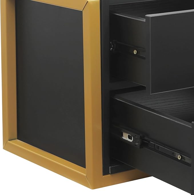 Suspended Salon Wall Cabinet with 2 Drawers & Hair Dryer Holder, Storage Cabinet for Hair Salon, Wall Mounted Styling Station, 15.75'' Wide Storage for Hair Salons, Spas, Home Use (Black)