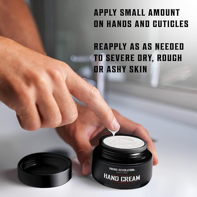 Viking Revolution Men's Hand Cream - Repair Cream for Dry, Cracked Hands - Aloe Vera Treatment with Vitamin E (3.5oz) (Pack of 2)