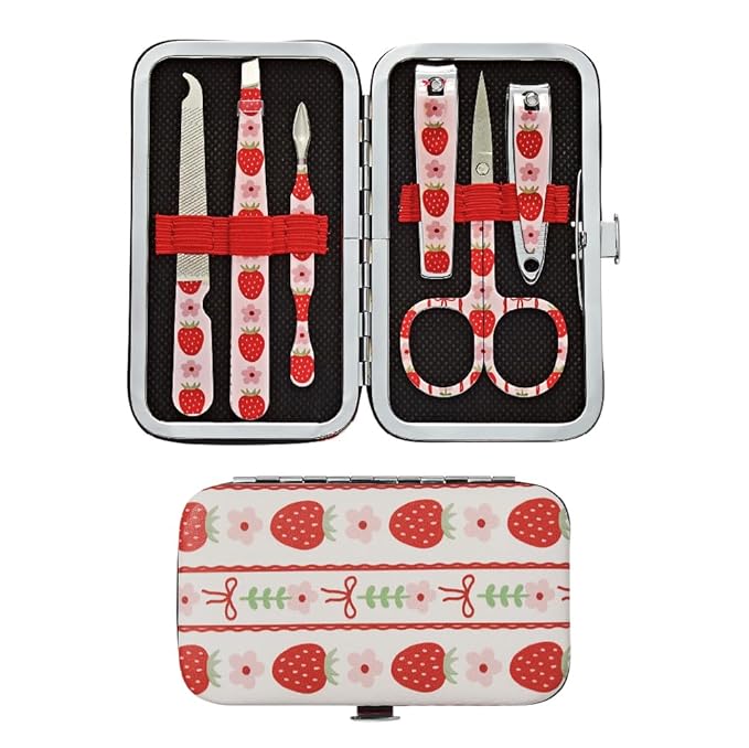 Éclat Manicure Pedicure Kit for Men & Women, 6Pcs Finger & Toe Nail Care Tools Includes Nail Clipper Cutter, Tweezer, File, Cuticle Pusher, Personal Care Professional Grooming Set With Travel Case