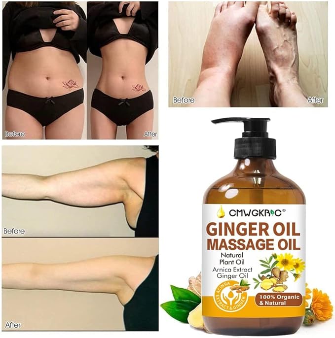 Ginger Oil,Ginger Massage Oil for Lymphatic Drainage,Natural Body Oil for Skin,Arnica Oil,Sore Muslce Massage Oil,Spa Ginger Oil-Warming and Relaxing for Mothers Day Gifts for Wife,Fathers Day Gift