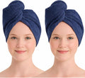 100% Turkish Cotton Hair Towel Wrap 2 Pack – Oeko-TEX Certified Quick Dry Turban for Wet Hair – Soft, Absorbent, Gentle on Curly & Long Hair – 10x26 Inch