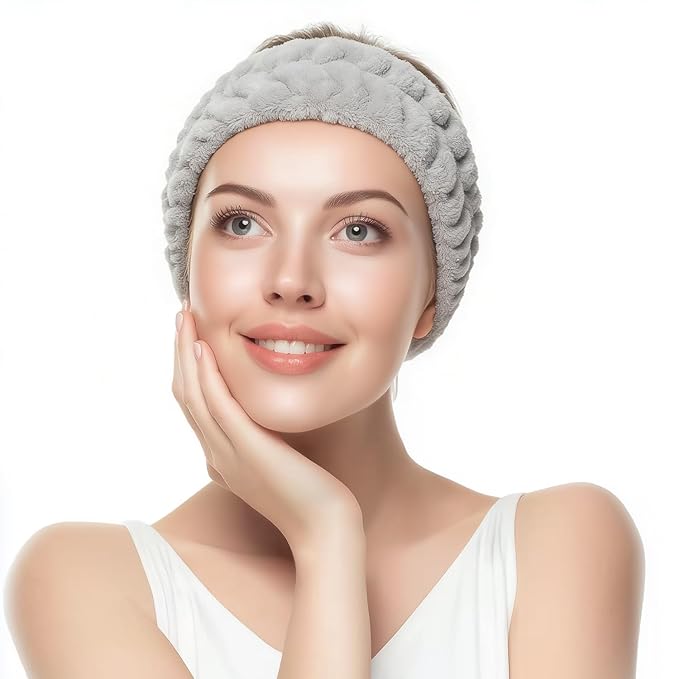 4 Pieces Spa Headband for Women Skincare Headband Makeup Headbands for Washing Face Spa Shower Gifts(Khaki, Pea Green, Grey, Pink)