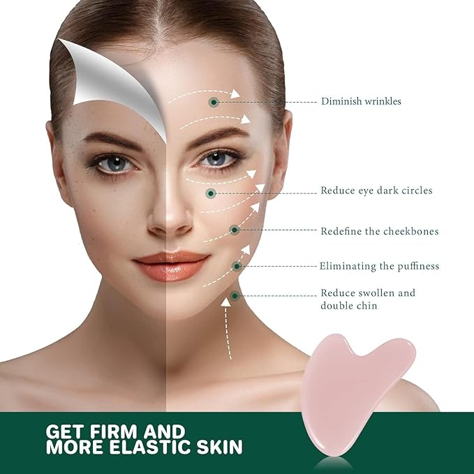 Gua Sha Facial Tools Face Roller for Wrinkles Jade Roller and Gua Sha Set,Gua Sha & Jade Roller Facial Tools Face Roller for Puffiness and Redness Reducing Skin Care