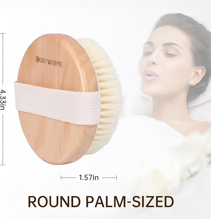 2-in-1 Wood Body Brushes - Wet & Dry Shower Brush, Soft & Stiff Bristles, Cellulite & Lymphatic Massage, Suitable for All Skin Types