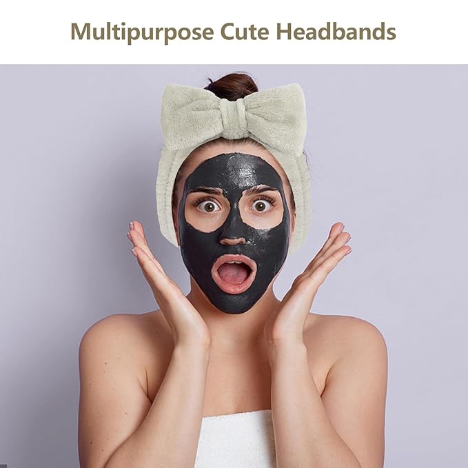 Ondder 8 Pcs Coffee Skincare Headbands Microfiber Hairband for Women Facial, Make Up, Spa, Yoga, Hair Band - 1 Pack of 8 Headbands