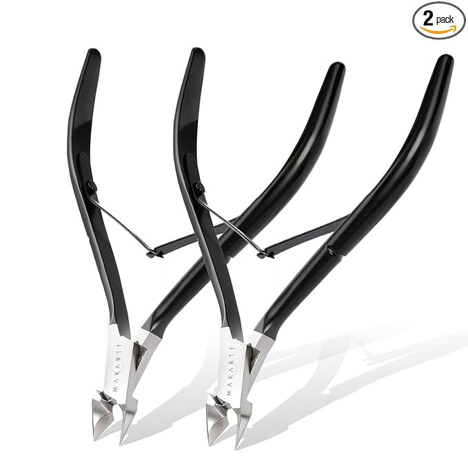 Makartt Cuticle Nipper - 7mm Full Jaw Stainless Steel Professional Cuticle Trimmer, Double Spring, Ergonomic & Portable Manicure Tool for Nail Care, Home DIY& Salon Use (Black, 2Pcs)
