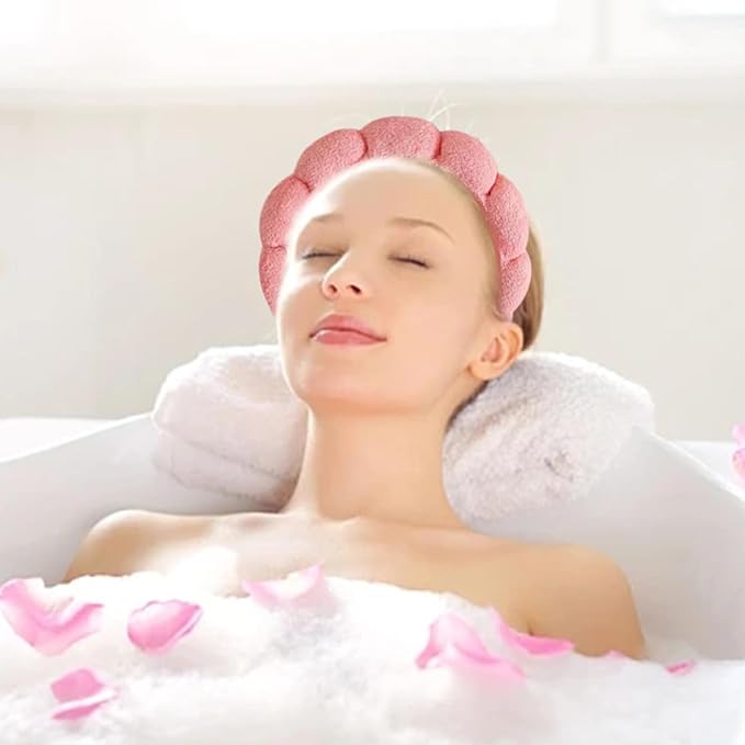 Beleki Spa Headband for Women Face Washing Headband and Wristband Set Sponge Headband Makeup Skincare Wash Face Headband Puffy Headwear Non Slip Hair Accessory for Women & Girls