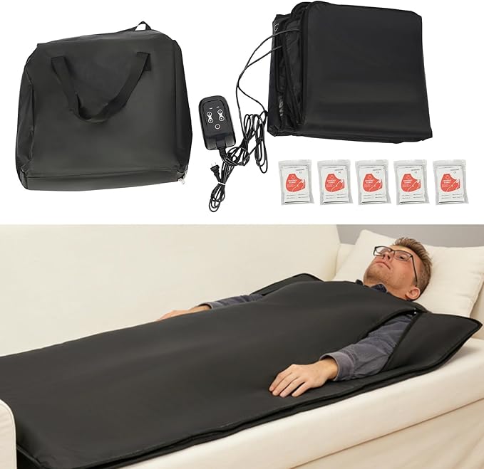 Portable Sauna Blanket with Controller, 500W 60Hz Sauna Blanket for Home Use, Adjustable Timer 5-60 Min, Temperature Range 96-167℉, 5.9 ft x 2.6 ft, Oxford Cloth