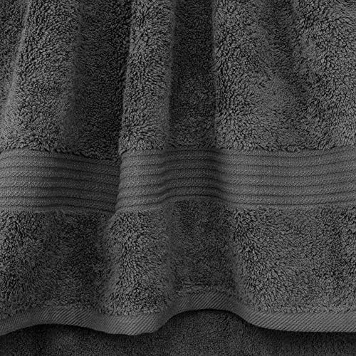 Cotton Paradise Towel Set of 6, 2 Bath Towels, 2 Hand Towels and 2 Washcloths Towels for Bathroom Sets, Smoke Gray - Image 2