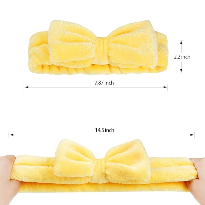 Hishexin 8 Pack Spa Headbands for Women, Soft Bow Skincare Headband for Washing Face, Skincare, Salon & Makeup, Bulk Spa Party Favors, Ideal Christmas Gifts or Stocking Stuffers for Teen Girls