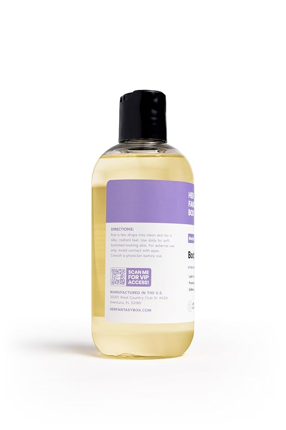 Her Fantasy Box | Body Splash Mental Reset Fragrance Oil – Lavender, Chamomile & Warm Vanilla Scent with Soft Amber & Musk, Lightweight Hydrating Body Oil, Vegan & Cruelty Free