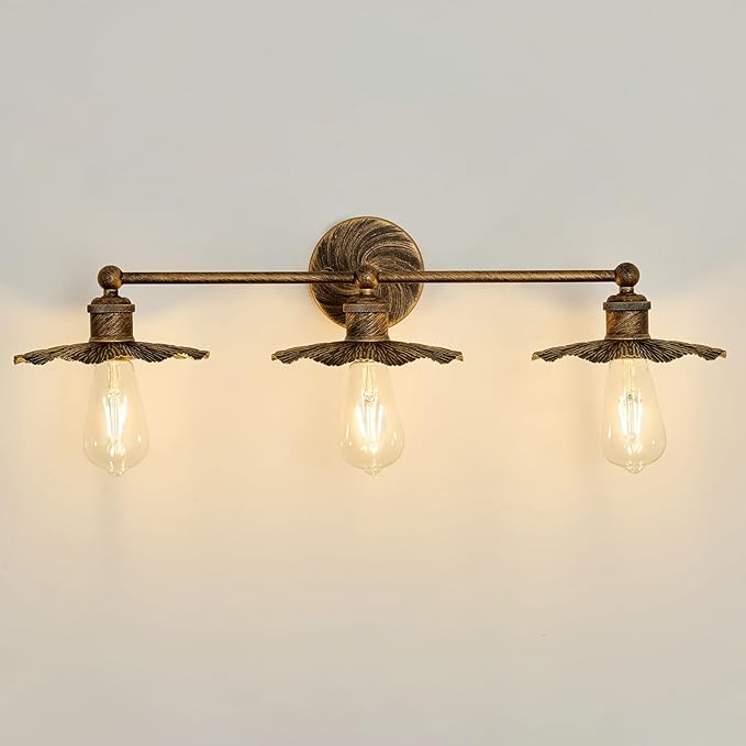 ZGLAOJT 3 Light Vintage Vanity Light Oil Rubbed Bronze Bathroom Light Fixtures Over Mirror.