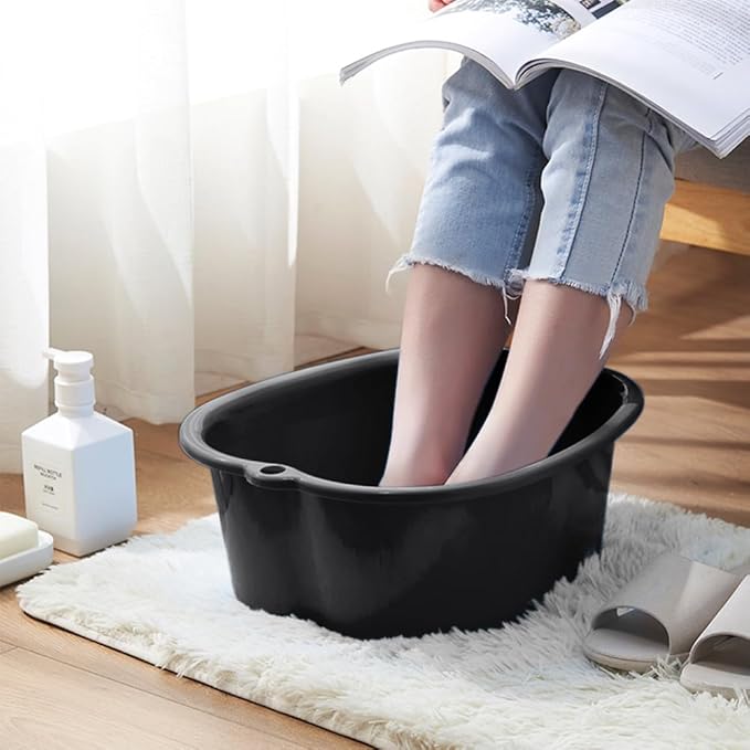 Foot Soaking Tub Sturdy Soaking Feet Bucket Large Size Foot Basin Thickened Massager Tub with Raised Massage Nodes Exfoliation Callus Pedicure Foots Spa Bath Bucket (Black)